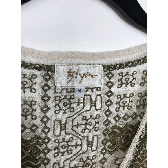Johnny Was BIYA Women's M Embroidered Mesh Dress Boho Airy Cute Summer Vacation - Picture 2 of 10
